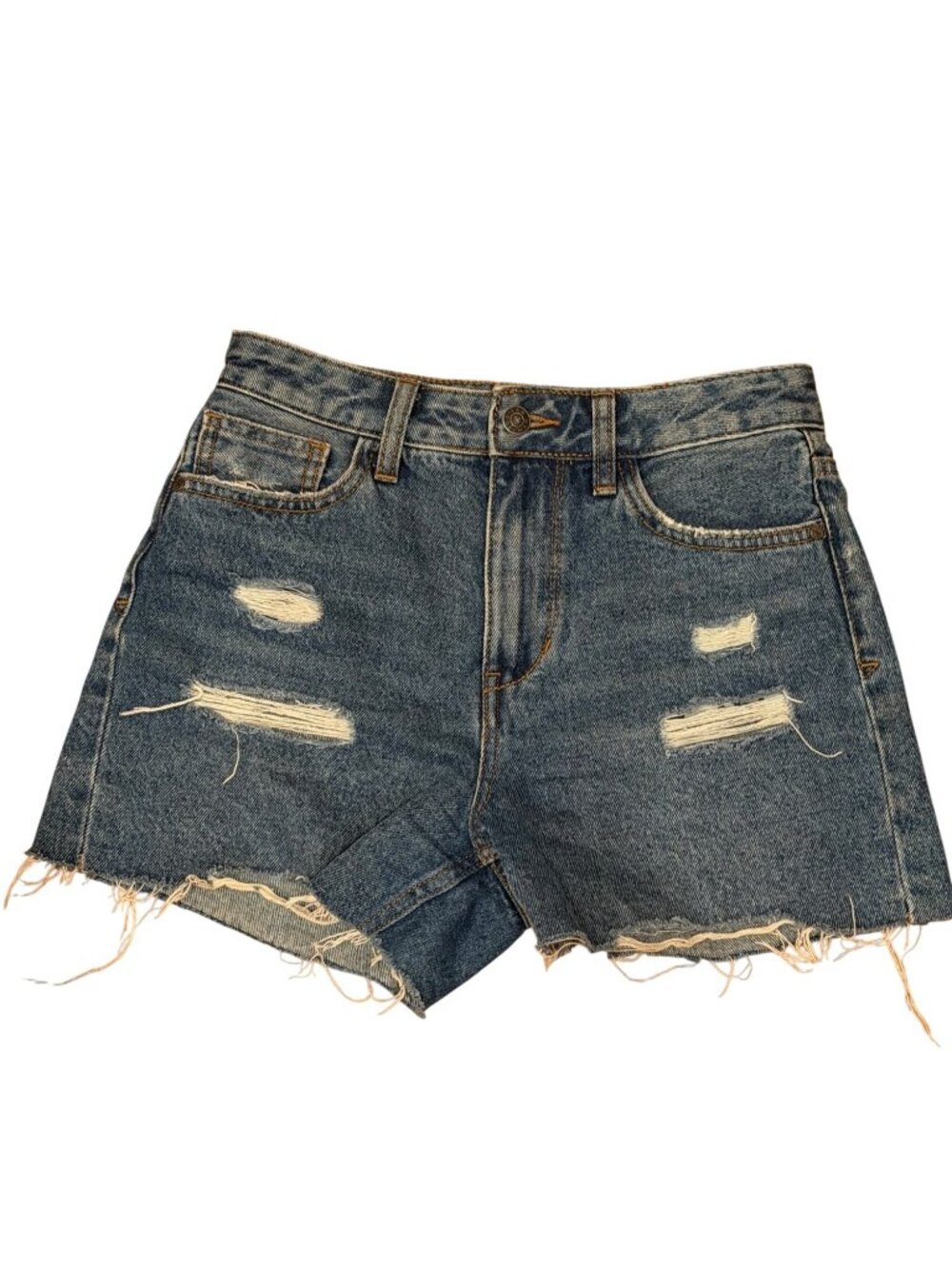Sam Edelman Stiletto Shorts High Rise Distressed Denim Cutoff Shorts Blue‎ Sz 25